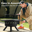 BALI OUTDOORS Fire Pit with Poker, 32 inch Outdoor Fire Pit Patio, Wood Burning Firepits for Outside with Grill by GreenHaven Gardens