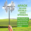 BATTIFE 6 Sets Pinwheels for Yard and Garden, Double Sides Reflective Bird Deterrent Pinwheel, Large Silver Outdoor Sparkly Wind Spinner, Pin Wheels for Lawn and Patio… by GreenHaven Gardens