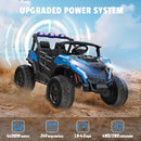 24V 2 Seater Ride on Car Truck, 4x200W, EVA Tires, 4WD/2WD, Remote Control, Rainbow Lights, Shock Absorbers, Bluetooth, Ride On UTV Toy for Kids Ages 3-8, Blue by TinyTreasures Baby Boutique