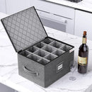 YearningHome Wine Glass Storage Box with Dividers,Hard Shell and Stackable Stemware Storage Containers with Sturdy Handle for Glassware Crystal Storage and Transport,Grey,Holds 12 by CozyNest Decor