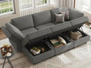 Belffin Terry Fabric Modular Sectional Sleeper Sofa Bed with Storage Convertible Sectional Couches for Living Room 6 Seaters Light Grey Modular Sofa by CozyNest Decor