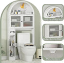 Over The Toilet Storage Cabinet, 31''W Arched Space-Saving Bathroom Organizer with Adjustable Shelf and Acrylic Doors, Freestanding Over Toilet Cabinet for Bathroom, Laundry, Restroom (White) by CozyNest Decor