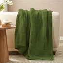 Amélie Home Chenille Knit Throw Blanket for Couch, Checkered Texture Decorative Soft Blanket for Sofa, Bed & Living Room, 50"x60", Olive Green by CozyNest Decor