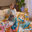 Boho Throw Blanket, Lightweight Blankets for Summer, 100% Cotton Bohemian Decorative Throw Blanket, 60"x80" Reversible Muslin Breathable Woven Farmhouse Blankets Quilt, by CozyNest Decor