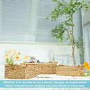 VATIMA Hyacinth Wicker Basket Set 3 size - Rectangular, Wooden Handles, Shelf Organizer, Natural Bins by CozyNest Decor