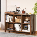 Farmhouse 6 Cube Book Shelf, Wood 3 Tier Storage Organizer Bookshelf, Brown Walnut 47" Horizontal Cubby Bookcase with Legs, Rustic Entryway Book Case, Long Display Cabinet for Bedroom, Office by CozyNest Decor