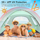 WhiteFang Beach Tent Anti-UV Portable Sun Shade Shelter for 3/4/6/8 Person, Extendable Floor with 3 Ventilating Mesh Windows Plus Carrying Bag, Stakes and Guy Lines by TinyTreasures Baby Boutique