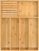 VaeFae Bamboo Silverware Organizer (Non-expandable), Utensil Holder for Drawer, Wooden Cutlery Tray with Divider for Kitchen Drawer, Utensil Organizer with Knife Block by CozyNest Decor