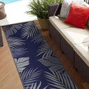 GENIMO Outdoor Rug 2.5' x 8' Waterproof for Patios Clearance, Reversible Outdoor Plastic Straw Camping Rug Carpet, Large Area Rugs Mats for RV, Camper, Deck, Balcony, Porch, Beach, Picnic, Blue&Grey by CozyNest Decor