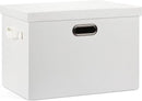 Large 17" 36 Quart Collapsible Stackable Storage Bins with Lids, 1 Pack White Foldable Fabric Closet Storage Boxes with Lids, 4 Handles Heavy-duty Linen Cube Baskets for Bedroom by CozyNest Decor