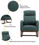 Dolonm Nursery Rocking Chair for Living Room, Upholstered Mid-Century Modern Nursery Rocking Armchair Tall Back Accent Glider Rocker, Emerald by TinyTreasures Baby Boutique