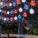 LORRYTE 2-Pack Red White and Blue Crystal Globe Solar String Lights Outdoor, 64FT 100 LED Waterproof Patriotic Lights 8 Lighting Modes for Memory Day Independence Day 4th of July Christmas by GreenHaven Gardens