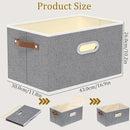 Yawinhe Fabric Storage Bins with Handles, Foldable Baskets for Shelves, Cubes with 3 Handles, Large Boxes for Clothes, Grey, 16.9''Lx11.8''Wx10.2''H, 6-Pack by CozyNest Decor