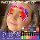 42 Colors Kids Face Painting Kit,Non Toxic Water Activated Face Paint Palette with 5 Reusable & 45 Sticky Stencils,11 Brushes,2 Gems.Ideal for Mardi Gras,Halloween,Christmas,makeup,Parties,Makeup etc. by TinyTreasures Baby Boutique