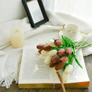 Mandy's Artificial Tulips 20 Stems White and Brown PU Faux Flowers for Wedding Home Decor 13.5 Inch by CozyNest Decor