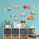 Car Wall Decals by Lipastick - Peel and Stick Transport Road Trucks Stickers for Boys Room, Toddler Bedroom, Baby Nursery, Kids Playroom, Living Room- Removable Decor - M Size by TinyTreasures Baby Boutique