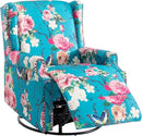 UIXE Swivel Rocker Manual Recliner Chair, Wingback Swivel Glider Fabric Nursery Reclining Sofa Chair, High Back Upholstered Arm Chair for Living Room Bedroom - Peacock Blue by CozyNest Decor