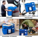 TAILI 2 Tier Extra Large Moving Bags, 4 Pack Blue Heavy Duty Totes For Storage with Visible Window, Wrap Around Handles, Storage Bags for Space Saving, Alternative to Moving Boxes by TinyTreasures Baby Boutique