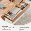 OKD 48" Modern Farmhouse Coffee Table, Wooden Living Room Table with Hidden Storage Drawer, Rustic Rectangular Center Tables w/Wood Thick Design for Living Room, Office, Light Knotty Wood by CozyNest Decor