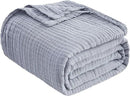EMME Cotton Muslin Throw Blanket Couch Breathable Gauze Blanket Soft Lightweight Blankets Adults (Dusty Blue, 50"x60") by CozyNest Decor