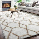 ONASAR 8x10 Area Rugs for Living Room, Fluffy White and Beige Bedroom Rug, Washable Geometric Boho Large Soft Plush Shaggy Fuzzy Floor Carpet for Nursery Kids Classroom Playroom Dorm Home Decor by TinyTreasures Baby Boutique