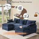 108" U Shaped Couch, Modular Sectional Sofa, 3-Seater Comfy Cloud Couch with Movable Ottoman, Deep Seat Couches for Living Room, Chenille, Navy by CozyNest Decor