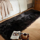 AMTOVO Faux Fur Rug, Black Ultra Soft Fluffy Shag Sheepskin Rug, 2 x 6 ft Runner Area Rugs for Bedroom Sofa Throw Cushion Room Decor, Rectangle by CozyNest Decor