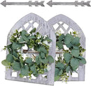 Rustic Wood Window Frame with Green Wreath and Arrows Wall Decor，Farmhouse Window Frame Hanging Decor, Wooden Fake Decoration,Window Pane Wall Decor,Set of 2 (windows white) by CozyNest Decor
