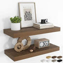 RICHFOCUS 24Inch Floating Shelves for Wall 2 Pack Shelves for Bedroom|Kitchen|Bathroom Wall Mounted Rustic Wood Floating Shelf with Invisible Brackets for Books|Storage|Decor, Walnut by CozyNest Decor