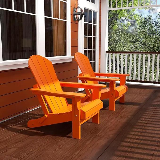 Westin Outdoors Laguna WO Home Furniture Adirondack Chair 2 PCS Set Outdoor Folding Patio Chair for Bon Fire Pit Garden Lawn Backyard Lounging Relaxing (Orange), photo 2 of 9