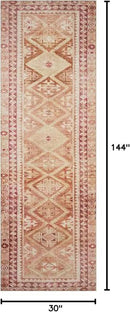 Loloi Layla Collection LAY-16 Natural/Spice 2'-6" x 12'-0" .13" Thick Runner Rug, Soft, Durable, Vintage Inspired, Distressed, Low Pile, Non-Shedding, Easy Clean, Printed, Living Room Rug by CozyNest Decor