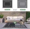 GENIMO 8' x 10' Outdoor Rug Patio Waterproof, Reversible Plastic Straw Area Rugs Mat for Camper Decor, Outside Carpet for Camping, Rv, Deck, Porch, Picnic, Beach, Balcony, Black & Grey by CozyNest Decor