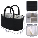 Baby Diaper Caddy Organizer for Girl Boy Cotton Rope Nursery Storage Bin Basket Portable Holder Tote Bag for Changing Table Car Travel Baby Shower Gifts Newborn Essentials Registry Must Haves Black by TinyTreasures Baby Boutique