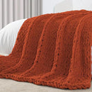 Carriediosa Chunky Knit Throw Blanket 50" X 60", 100% Hand Made Large Chenille Loop Yarn Soft Fluffy Throws for Couch Sofa Bed, Big Crochet Cozy Heavy Thick Cable Woven Blankets, Rust by CozyNest Decor