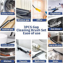 3 Pcs Cleaning Brushes for Household - Crevice Brush for Scrub Small Spaces, Toilet Cleaning Tool with Comfortable Grip, Long&Firm Bristle for Shower Tile Grout, Sinks Gap, Window Tracks, Hinges by CozyNest Decor