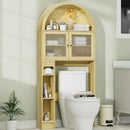 Over The Toilet Storage Cabinet, 31''W Arched Space-Saving Bathroom Organizer with Adjustable Shelf and Acrylic Doors, Freestanding Over Toilet Cabinet for Bathroom, Laundry, Restroom (Oak Wood) by CozyNest Decor
