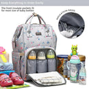 Diaper Bag Backpack for Women, Baby Bags for Girls,Diaper Bag with Changing Pad, and Insulated Pockets-Grey Flowers by TinyTreasures Baby Boutique