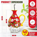 Hand-Painted Ceramic Olive Oil Dispenser Bottle – 40oz Decorative Stoneware Cruet with Stainless Steel Pour Spout – Elegant Kitchen Oil & Vinegar Container, Ideal for Coffee Syrups & More by CozyNest Decor