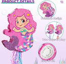WERNNSAI Foldable Mermaid Pinata - Pull String Mermaid Birthday Party Supplies Extendable Mermaid with Blindfold Bat and Tassels Mermaid Party Decoration Folding Mermaid Girl Piñatas for Game by TinyTreasures Baby Boutique