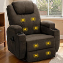 Recliner Chair, 360° Swivel Rocker Chair for Adults, Rocking Recliner Chair with Massage, Comfy Single Sofa with Side Pockets Cup Holders for Living Room, Bedroom, Nursery (Fabric, Brown) by TinyTreasures Baby Boutique