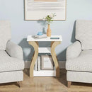 End Table with Charging Station, Side Table with USB Ports and Outlets, Nightstand, 3 Tier End Table with Storage Shelf for Living Room, Bedroom (White) by CozyNest Decor