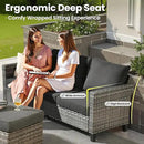 ovios 7 Pieces Patio Furniture Set with 54" Fire Pit Table, Outdoor Wicker Sofa with Comfy Cushions, All Weather High Back Rattan Couch Conversation Set, Black by GreenHaven Gardens