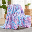NEWCOSPLAY Faux Fur Twin Blanket Purple Rainbow Luxury Fluffy Thick Warm Bubble Blanket for Couch Sofa Bed 700GSM (Purple Rainbow, Twin(60"x80")) by CozyNest Decor