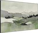 SIGNWIN 46"x60" Extra Large Framed Wall Art Green Line Art Mountain Landscape Illustration for Home Living Room Bedroom Decor (Frame Assembly Required) by CozyNest Decor