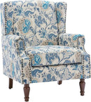UIXE High Back Floral Accent Chairs Set of 2, Upholstered Armchair in Fabric, Retro Printed Wingback Arm Chair for Living Room, Nailhead Trim Single Sofa Bedroom Reading Seat - Boho Blue by CozyNest Decor
