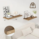 30" Floating Shelves for Wall, 12" Deep Slim Walnut Floating Shelves, Wall-Mounted Shelves for Bedroom, Living Room, Kitchen, Bathroom - Set of 2 by CozyNest Decor