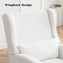 Rocking Chair Nursery,Teddy Nursery Rocking Chairs with Foot Rest, Sherpa Nursing Chair Glider Rocker with Wingback and Pillow for Living Room, Bedroom, White by TinyTreasures Baby Boutique