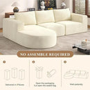 Modular Sectional Sofa with L-Shape Chaise,Cloud Sectional Modern Sleeper Couch with Deep Seat,Sponge Compression Sofas No Assembly Required (Beige-Corduroy Fabric) 1 PCS by CozyNest Decor