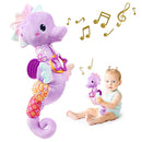 Sumobaby Infant Baby Musical Stuffed Animal Activity Soft Toys with Multi-Sensory Crinkle, Rattle and Textures, for Tummy Time Newborn 0-3-6-12 Months Boys, Girls, Seahorses, Purple by TinyTreasures Baby Boutique