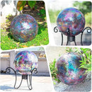 VCUTEKA Gazing Ball, Iridescent Crackled Glass Mosaic Gazing Balls Sphere for Garden Lawn Outdoor Ornament Yard Decorative, 10-Inch, Purple by CozyNest Decor